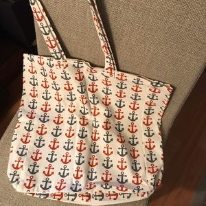 Large cotton nautical tote bag